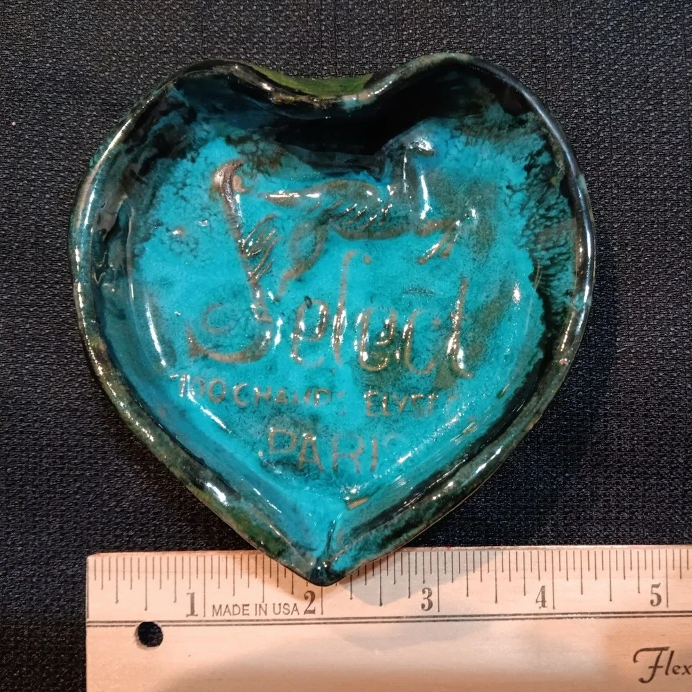 Madeira Aimero Paris French Heart Trinket Dish Glazed Ceramic 100 Champs Elysees